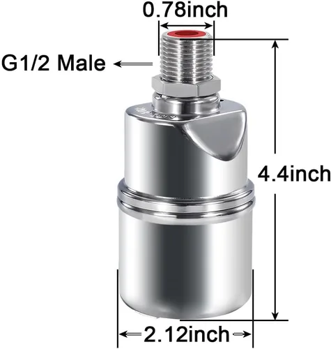 Vista 2 de Joywayus Válvula de control de nivel de agua automática de la conexión masculina del hilo de la válvula G1/2 del flotador del acero inoxidable 304