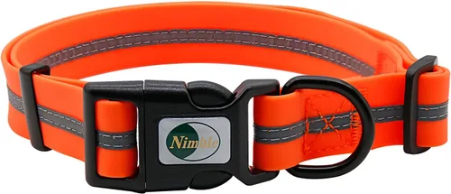 Vista 8 de NIMBLE Collar de perro impermeable para mascotas, ajustable, reflectante, duradero, flexible, de nailon con revestimiento de polímero, collares