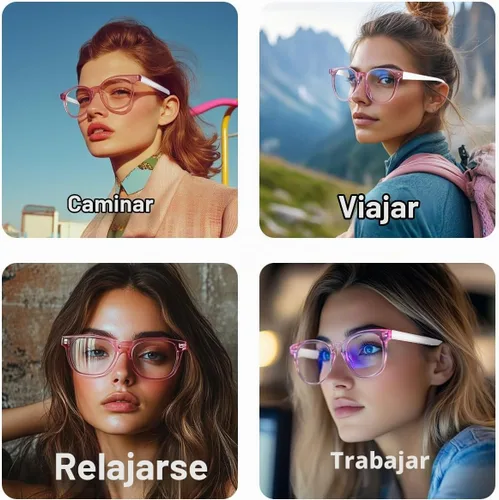 Vista 6 de Lentes de luz Bluetooth anti-azul, lentes inteligentes con Bluetooth para mujer, control de voz, estilo de oreja abierta, escucha música y llamadas