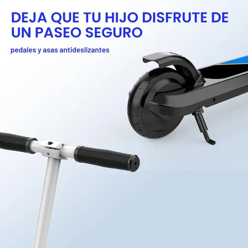 Vista 6 de LINGTENG Patinete Eléctrico para Niños de 6 a 10 Años, Patinete de Impulso con Arranque por Patada con Velocidad y Altura Ajustables, Rueda Luminosa