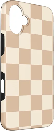 Vista 47 de Funda de tablero de ajedrez marrón beige claro para iPhone 14 Pro