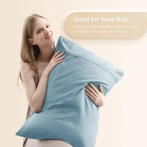 Vista 2 de Fundas de almohada estándar, fundas de almohada de viscosa refrescante de bambú con cierre de sobre, suave que absorbe la humedad para personas que