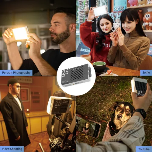 Vista 7 de ZHIYUN CINEPEER CM25 - Luz de video LED de 25 W, tamaño de bolsillo, mini portátil para fotógrafos, luz en cámara, regulable 2700K-6200K • CRI≥96 •