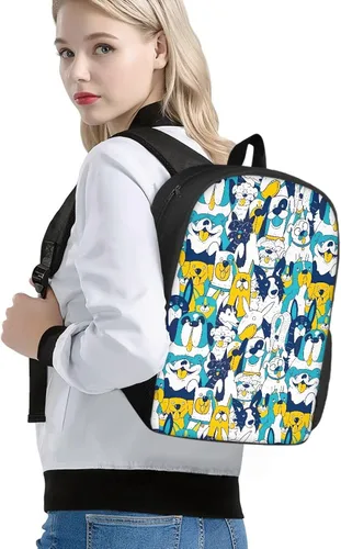 Vista 2 de DMOYALA Mochila escolar de animales lindos de 15 pulgadas para niños, mochila para computadora portátil de arte para mujeres y hombres, suministros
