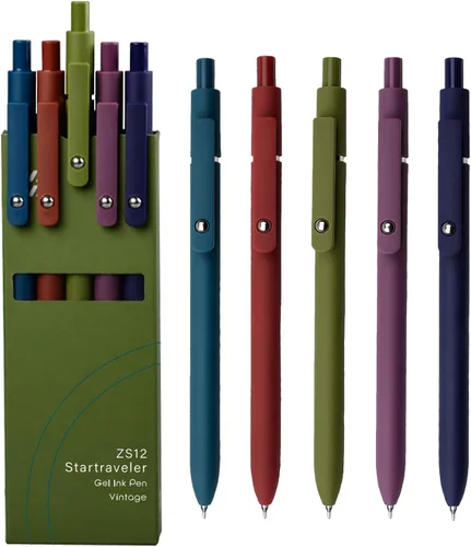 Vista 10 de YOXMJDB Bolígrafos de gel, 10 piezas de 0.5 mm de punta fina, bolígrafos de escritura suave de alta gama, bolígrafos de tinta negra para diario