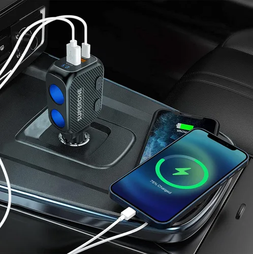 Vista 8 de SUPERONE Divisor de encendedor de cigarrillos de 180 W con PD de 20 W, adaptador de encendedor de cigarrillos de 2 enchufes, cargador rápido USB C