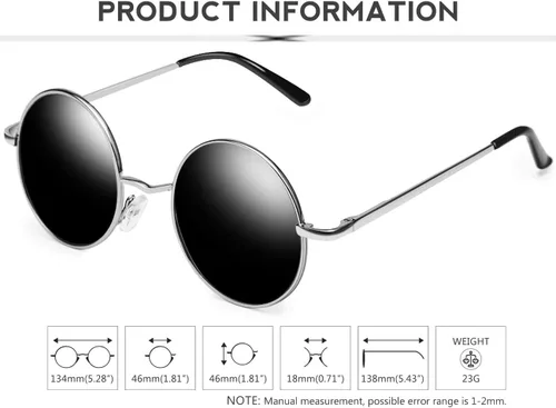 Vista 25 de KANASTAL Gafas de sol redondas polarizadas para mujeres y hombres, estilo hippie con protección UV400