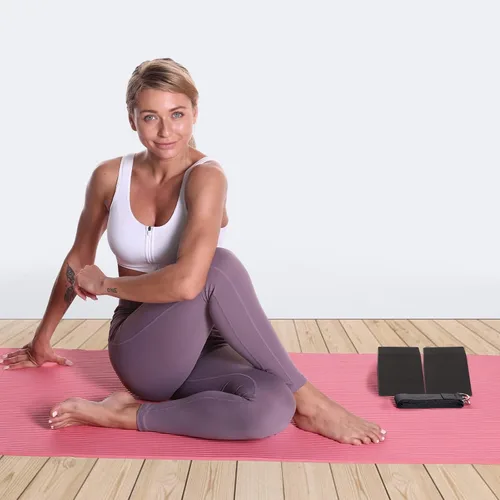 Vista 6 de Yoga Foam Wedge Blocks (Pair), Calf Raise Block, Calf Stretcher, Yoga Wrist Support, Balance, Pushup, Fitness, Pilates, Heel Stretcher, Squat Wedge
