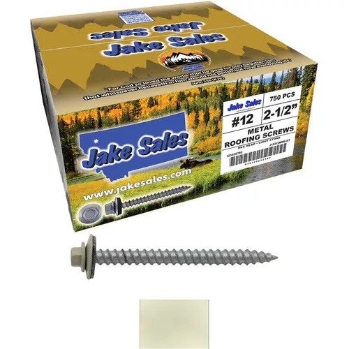 Vista 29 de 12 tornillos para techos de metal gris ABC de 2-1/2 pulgadas, cabezal de arandela hexagonal, arranque automático/roscado, arandela EPDM. 1 bolsa