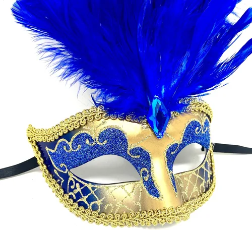 Vista 4 de STORM BUY Máscara veneciana de plumas para mujer, disfraz veneciano de Halloween, boda, Mardi Gras, fiesta y baile de graduación