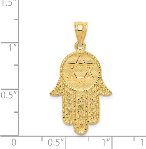 Vista 4 de Colgante de oro amarillo macizo de 14 quilates con diseño de estrella de David de la suerte 1024in x 0709in