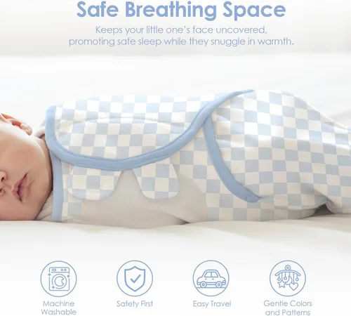 Vista 6 de Manta para bebé, 0-3 meses, saco de dormir de algodón con brazos, mantas para recién nacido
