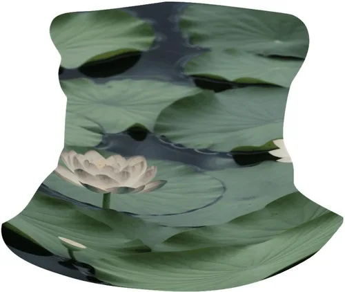 Vista 6 de Black Lily Pads - Polaina para el cuello para hombres y mujeres, protección solar UPF 50+, pasamontañas, máscara facial que absorbe la humedad