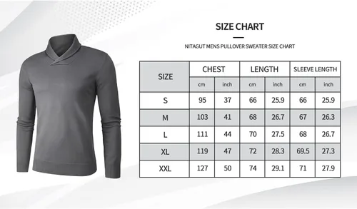 Vista 5 de NITAGUT Suéter casual de manga larga con cuello de chal para hombre