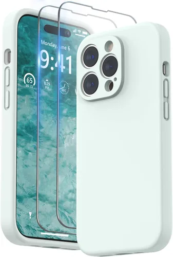 Vista 12 de SURPHY Funda diseñada para iPhone 14 Pro Max con protector de pantalla, (con protección de cámara y forro de microfibra suave), funda de silicona
