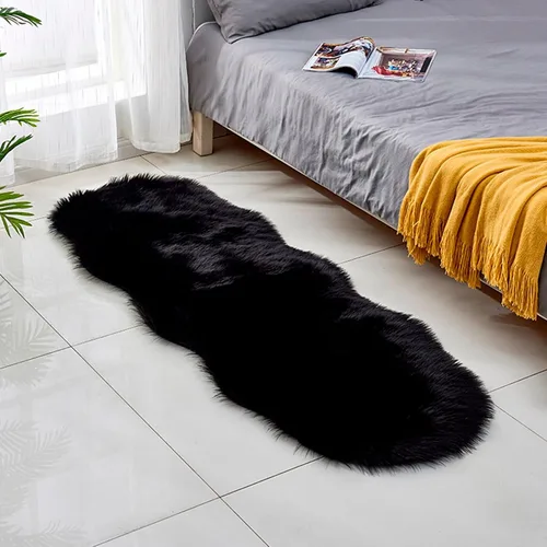 Vista 2 de Alfombra de piel sintética ultrasuave de 2 x 5 pies, 17 colores de piel de oveja sintética, alfombra lanuda para sofá, cojín de asiento, alfombra