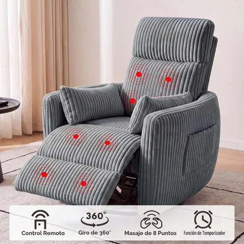 Vista 4 de Flamaker Silla reclinable giratoria, silla mecedora para cuarto de bebé Gris