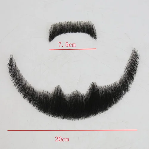 Vista 4 de Extensión de barba facial de cabello humano, bigote negro, disfraz de barba falsa para adultos y hombres, maquillaje realista de encaje, barbas