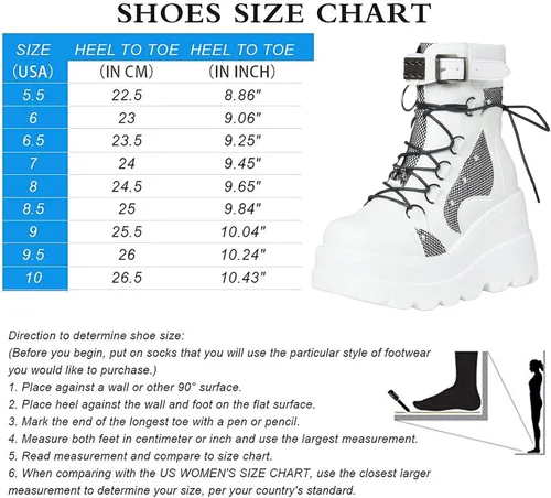 Vista 6 de mikarka Botas holográficas de plataforma para mujer, con cordones al tobillo, con hebilla, góticas, apiladas, de combate, botines de combate