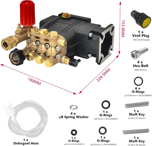 Vista 5 de Bomba de lavado a presión de 3400 PSI, 3.0 GPM, bomba de repuesto de eje de 3/4" 2500-3400 psi Restore Cleaning Power • Fits 5–8HP Engines • Brass