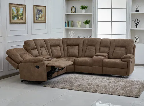 Vista 2 de Betsy Furniture Sofá de sala de estar seccional reclinable de microfibra grande en Latte 8038