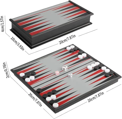 Vista 2 de Andux Juego de mesa portátil de backgammon magnético plegable CXSLQ-01 (S) 2205