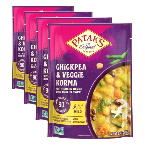 Vista 15 de Patak's Garbanzos con Mantequilla y Vegetales, 10.05 Oz (Paquete de 1) Curry Suave con Garbanzos, Espinaca, Zanahorias, Comidas Vegetarianas Listas