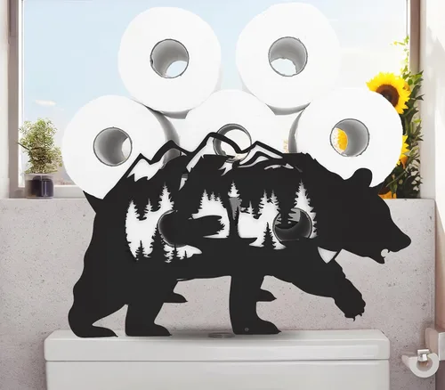 Vista 3 de Teaeeno Funny Bear - Soporte de papel higiénico de almacenamiento de animales, para baño, organizador de papel higiénico de animales de metal