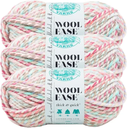 Vista 45 de Lion Brand Yarn - Ovillo de lana Wool-Ease Thick & Quick color fuerza aérea Super Bulky Wool Acrylic Blend Fiber for Soft Hats, Sweaters, Chunky