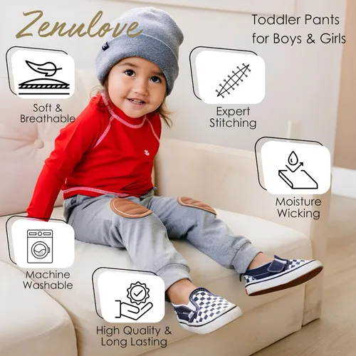Vista 4 de Pantalones deportivos de viscosa para niños pequeños, rodilleras, pantalones suaves para niños y niñas, ayudante de bebé con protección