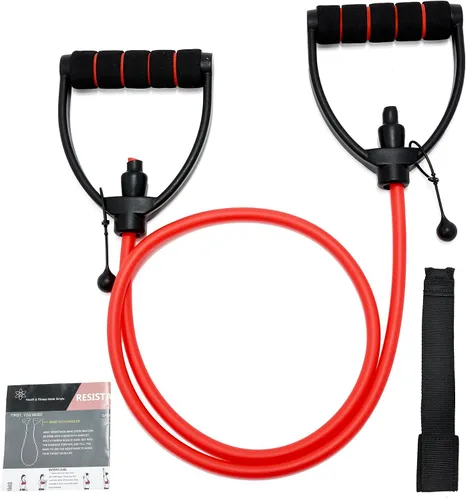 Vista 9 de Bandas de resistencia con asas, bandas de resistencia para ejercicio, bandas de entrenamiento con anclajes de puerta, longitud ajustable