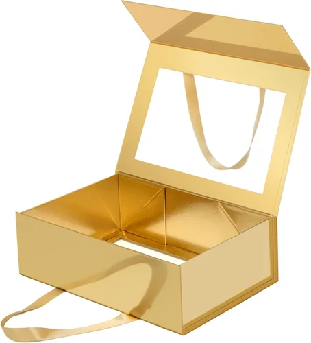 Vista 48 de Caja de regalo negra con ventana, caja de regalo magnética transparente para regalo, caja de propuesta de padrino de boda (10.5 x 7.5 x 3 pulgadas)