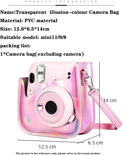Vista 6 de Yitengteng Illusion - Funda para cámara Fujifilm Instax Mini 11/9/8, funda protectora ajustable de PVC para cámara con correa para el hombro
