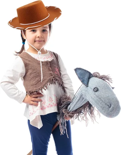 Vista 7 de Paquete de 10 sombreros de vaquero para niños, sombrero de vaquero occidental de fieltro para niños y niñas, cumpleaños, Halloween, suministros
