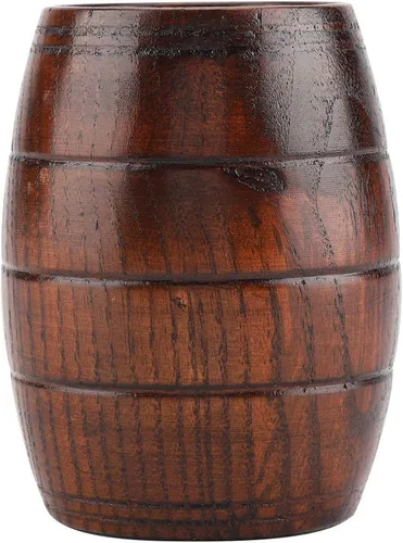 Vista 7 de ASHATA Taza de cerveza de madera con forma de madera, taza de cerveza retro marrón, jarra artesanal, para vino, café, té, cerveza, regalo, taza