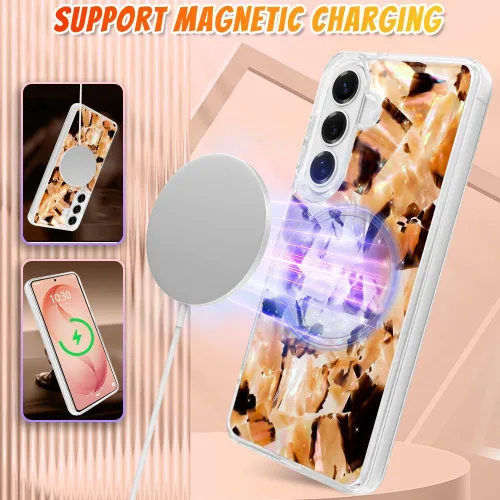 Vista 432 de Bonoma - Funda compatible con Samsung Galaxy S21 Plus, diseño de corazón con purpurina, color rosa Support for MagSafe, Plating Magnetic Case TPU