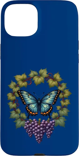Vista 9 de Blue Winged Diana Fritillary Butterfly and Grape Vine Case for iPhone XR