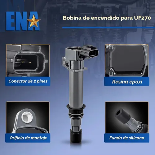 Vista 2 de ENA Juego de 6 bobinas de encendido compatibles con Dodge Jeep Mitsubishi Aspen Dakota Durango Ram 1500 Nitro Cherokee Commander Liberty Raider 3.7L