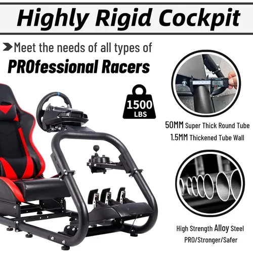 Vista 3 de Minneer Soporte de volante de carreras para cabina de simulador de altura ajustable para juegos compatible con T500 T30 T300RS FANTEC T3PATGT