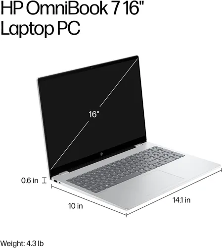 Vista 4 de HP OmniBook 7 16" 2K OLED - Computadora portátil con pantalla táctil, Intel Core 9 270H, 16 GB RAM 1 TB SSD, estación de acoplamiento de 128 gb 9H