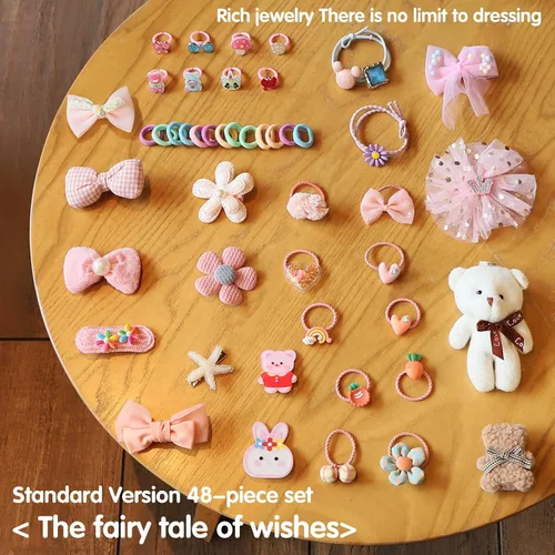 Vista 4 de Joyero para niña con espejo y 48 piezas de joyería de princesa para niña, juego de juguetes