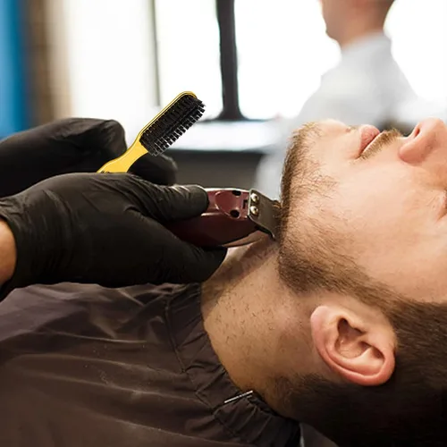 Vista 7 de CGBARBER Juego de 3 piezas de peine de metal y cepillos de peluquería, acero inoxidable para hombres y mujeres, corte de pelo, parte superior plana