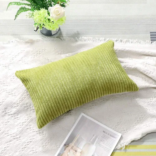 Vista 5 de Artscope Fundas de almohada de pana a rayas acogedoras súper suaves decorativas oblongas fundas de almohada decorativa fundas de cojín para sofá