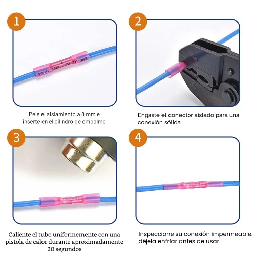 Vista 4 de Conectores a tope termorretráctiles, 12-10 AWG, 50 unidades, amarillos, impermeables, terminales de crimpado, conectores de cable eléctrico, empalme