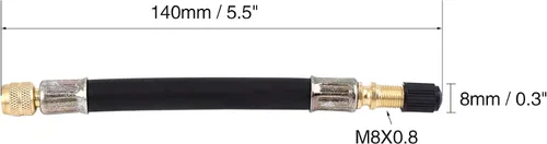 Vista 4 de X AUTOHAUX Adaptador de válvula de neumático de extensión flexible de 5.512 in para camión autobús RV coche valve stem adapter, air chuck adapter