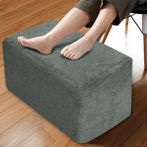 Vista 9 de Otomano Rectangular de Puf, Puf de Piso Relleno con Relleno de Espuma en Trozos, Reposapiés Suave de Felpa Coral en Forma de Raya Ancha, Otomano