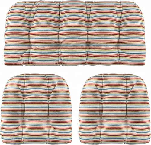 Vista 57 de RSH DECOR: Sunbrella - Juego de 3 cojines de mimbre copetudos 41 x 19 pulgadas y 19 x 19 pulgadas Fabricado con tela de rendimiento Sunbrella