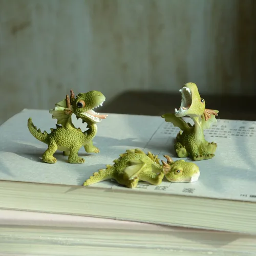 Vista 3 de Top Collection - Estatua miniatura para jardín de hadas y terrario Mini Dragón Rugiendo