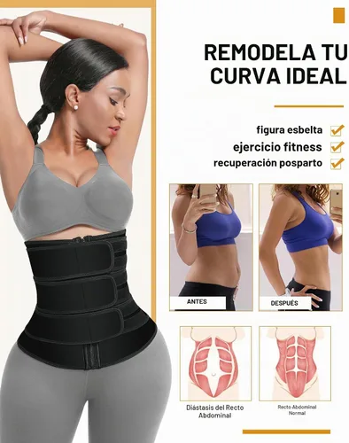 Vista 2 de FeelinGirl Entrenador de cintura de neopreno para mujer, 3 correas, control de abdomen, corsé de entrenamiento para entrenamiento de torso largo