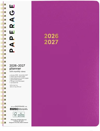 Vista 14 de PAPERAGE Planificador mensual y anual de 2 años, 24 meses (enero 2026 - diciembre 2027), 8.5 x 11 pulgadas, Planificador espiralado 2026-2027